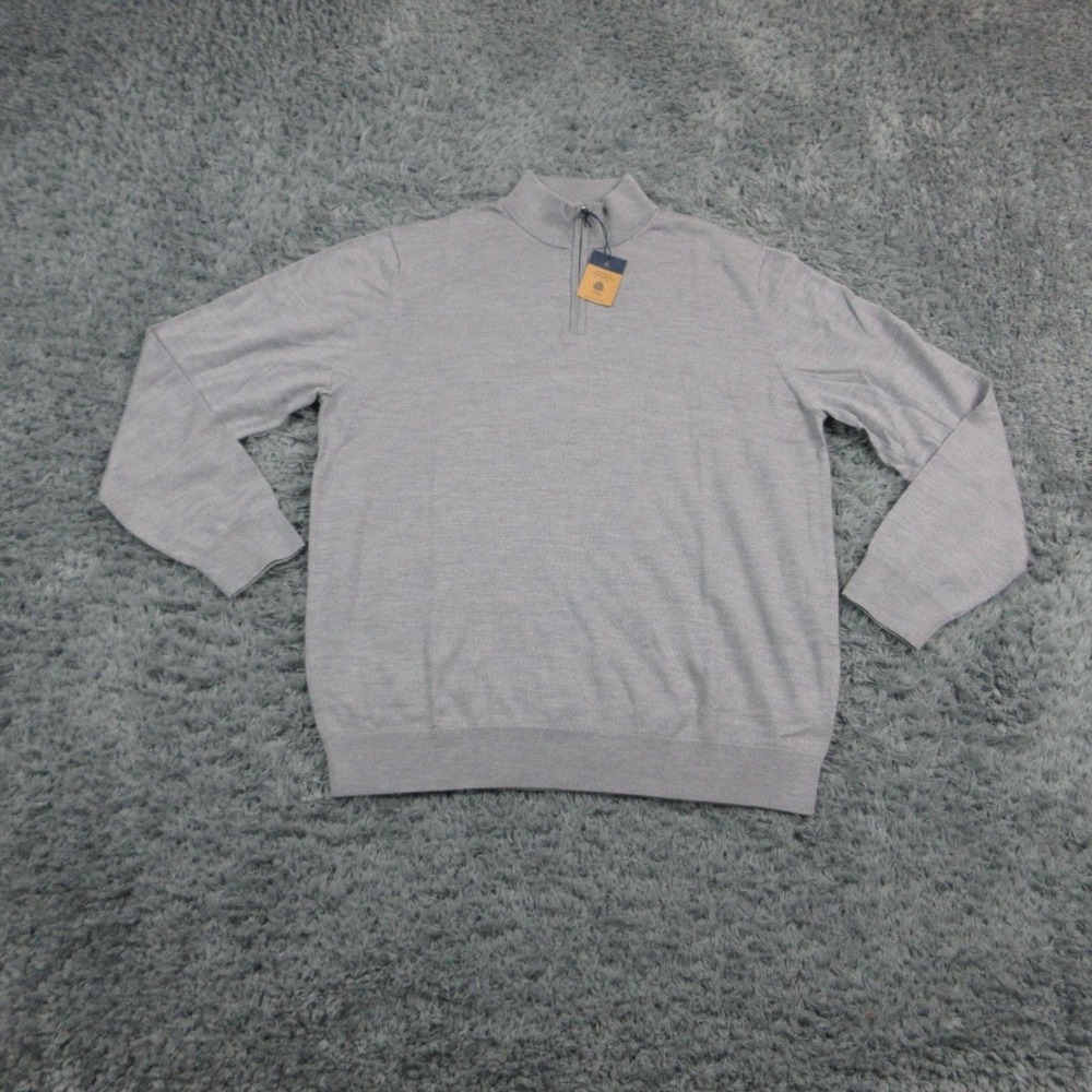 Charles Tyrwhitt Sweater Mens XL Gray Merino Wool Quarter Zip Mock Neck NWT